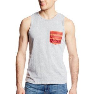 Men's Reef Sun Fade Gray Sleeveless Tank Top with‎ Screen Print Pocket